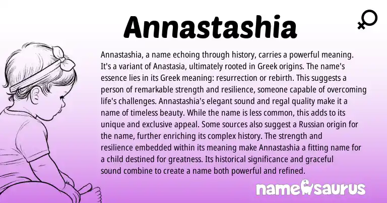 Infographic about Annastashia name meaning, Annastashia is a name from Russian origin(s).