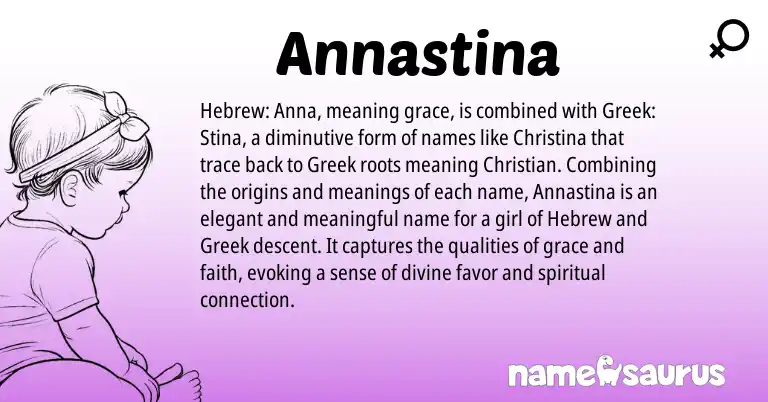 Infographic about Annastina name meaning, Annastina is a name from Hebrew, Greek origin(s).
