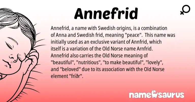 Infographic about Annefrid name meaning, Annefrid is a name from Old Norse, Swedish origin(s).