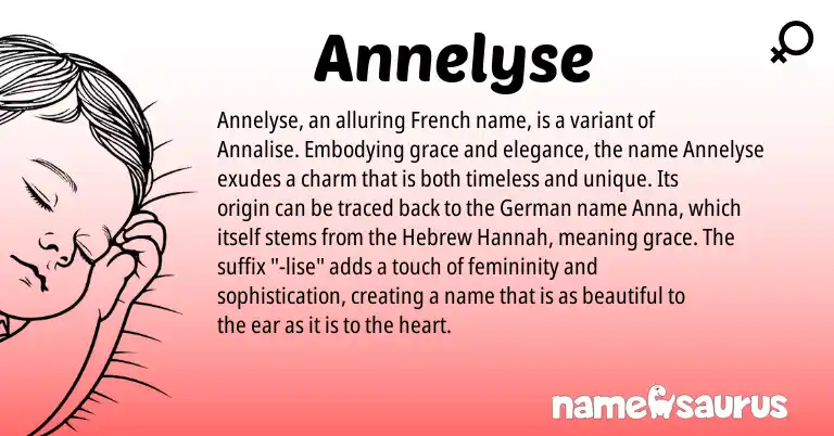 Infographic about Annelyse name meaning, Annelyse is a name from German, French, Hebrew origin(s).