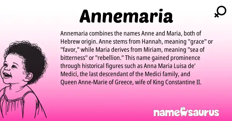Infographic about Annemaria name meaning, Annemaria is a name from Greece, Hebrew origin(s).