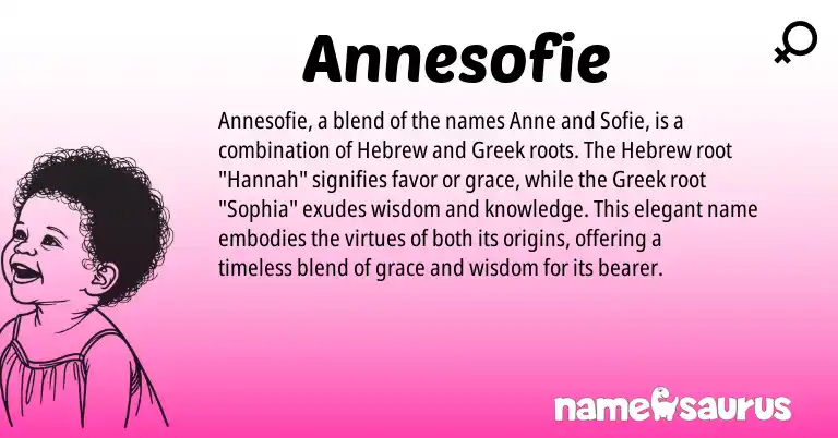 Infographic about Annesofie name meaning, Annesofie is a name from Hebrew, Greek origin(s).
