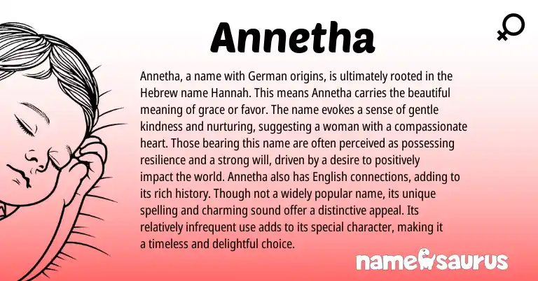 Infographic about Annetha name meaning, Annetha is a name from Germanic, Hebrew origin(s).