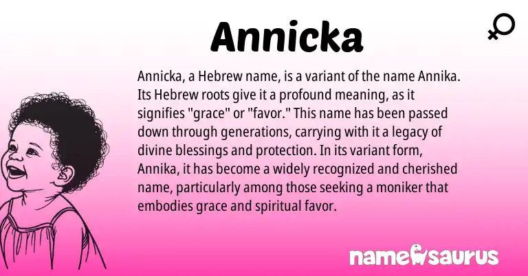 Infographic about Annicka name meaning, Annicka is a name from Hebrew origin(s).