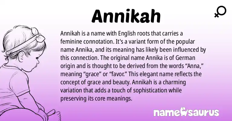 Infographic about Annikah name meaning, Annikah is a name from English origin(s).