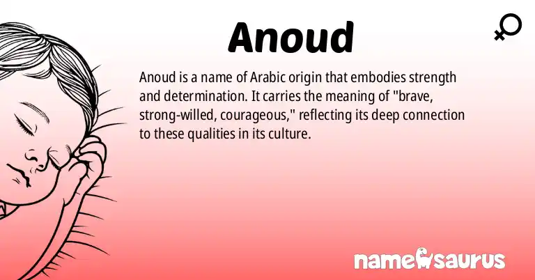 Infographic about Anoud name meaning, Anoud is a name from Arabic origin(s).