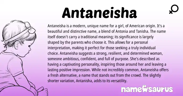 Infographic about Antaneisha name meaning, Antaneisha is a name from Other origin(s).
