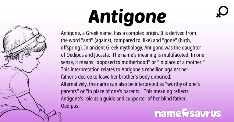Infographic about Antigone name meaning, Antigone is a name from Greek origin(s).