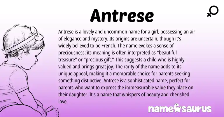 Infographic about Antrese name meaning, Antrese is a name from French origin(s).