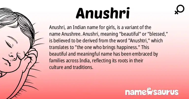 Infographic about Anushri name meaning, Anushri is a name from Indian origin(s).