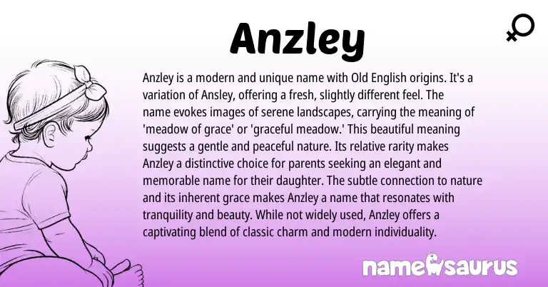 Infographic about Anzley name meaning, Anzley is a name from English origin(s).