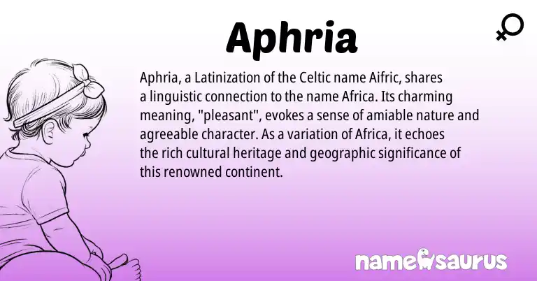 Infographic about Aphria name meaning, Aphria is a name from Celtic origin(s).