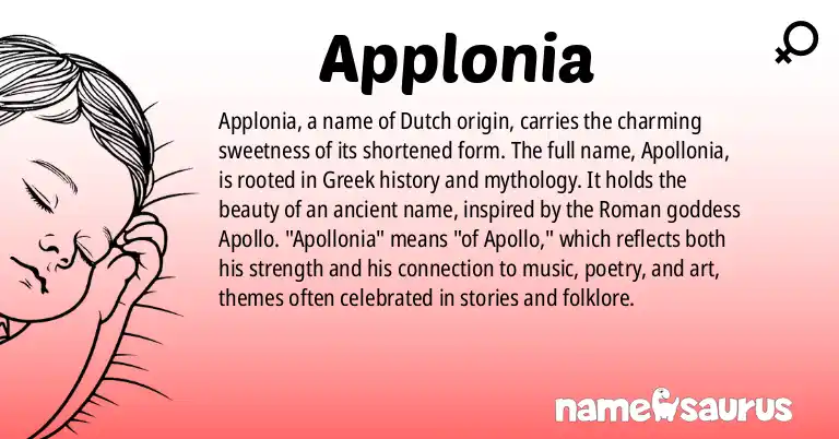Infographic about Applonia name meaning, Applonia is a name from Dutch origin(s).