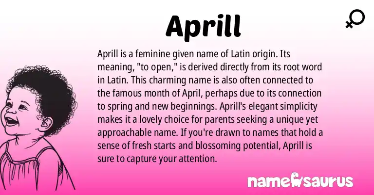 Infographic about Aprill name meaning, Aprill is a name from Latin origin(s).