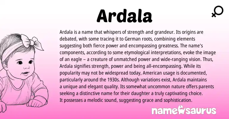Infographic about Ardala name meaning, Ardala is a name from Germanic origin(s).