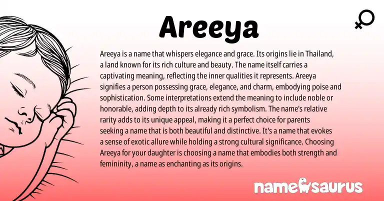 Infographic about Areeya name meaning, Areeya is a name from Thai origin(s).