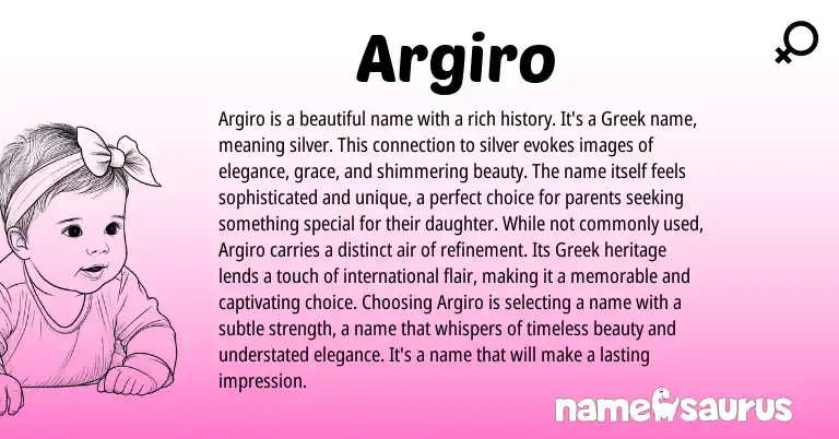 Infographic about Argiro name meaning, Argiro is a name from Greek origin(s).