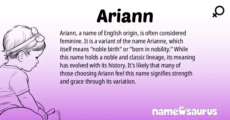 Infographic about Ariann name meaning, Ariann is a name from English origin(s).