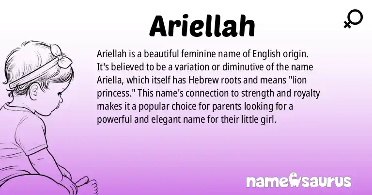 Infographic about Ariellah name meaning, Ariellah is a name from English origin(s).