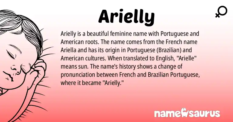 Infographic about Arielly name meaning, Arielly is a name from Portuguese (Brazilian), American origin(s).