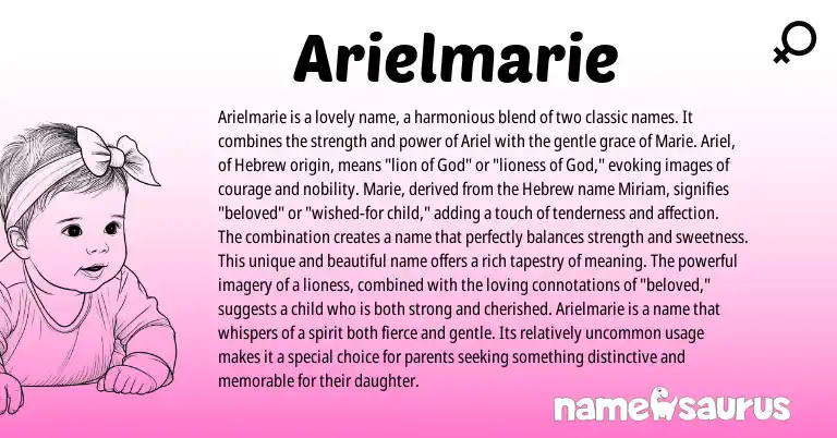 Infographic about Arielmarie name meaning, Arielmarie is a name from Hebrew origin(s).
