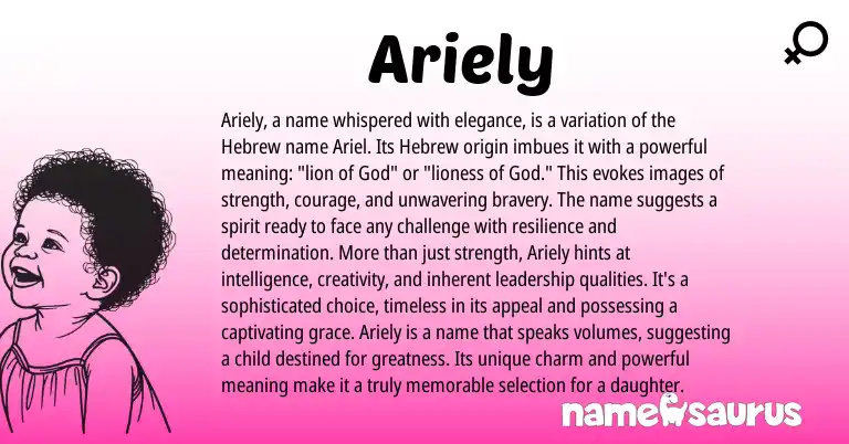 Infographic about Ariely name meaning, Ariely is a name from Hebrew origin(s).