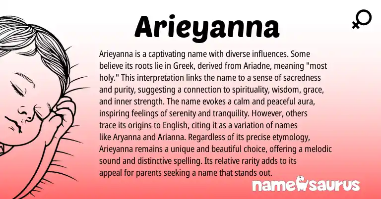 Infographic about Arieyanna name meaning, Arieyanna is a name from Greek, American origin(s).