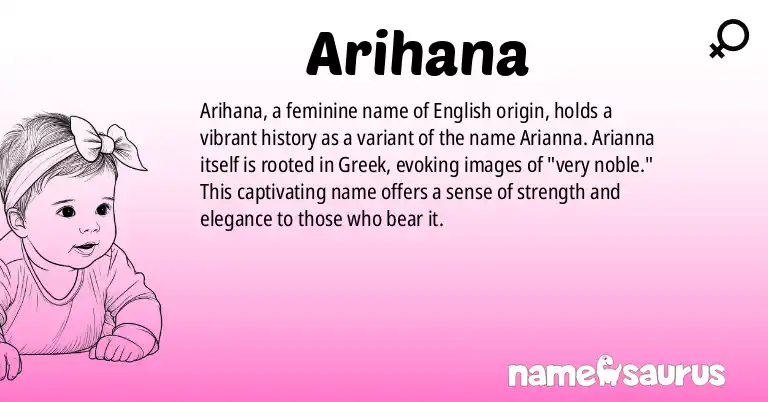 Infographic about Arihana name meaning, Arihana is a name from English origin(s).