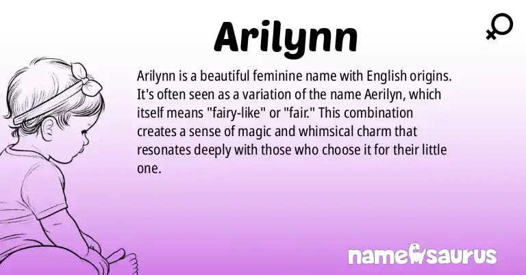 Infographic about Arilynn name meaning, Arilynn is a name from English origin(s).
