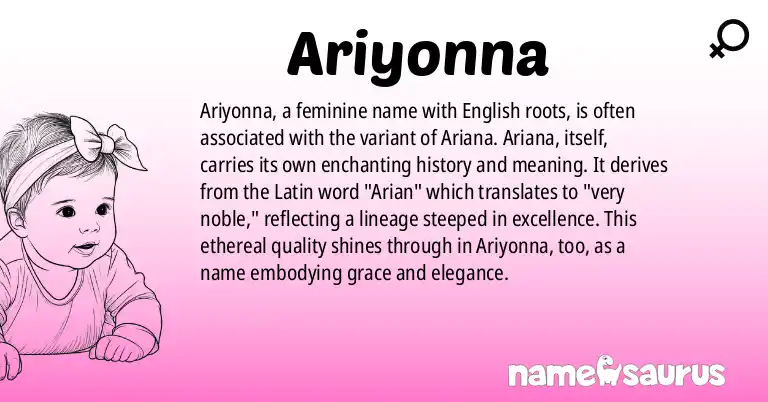 Infographic about Ariyonna name meaning, Ariyonna is a name from English origin(s).