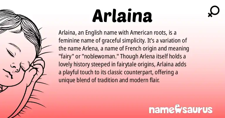 Infographic about Arlaina name meaning, Arlaina is a name from English (American) origin(s).