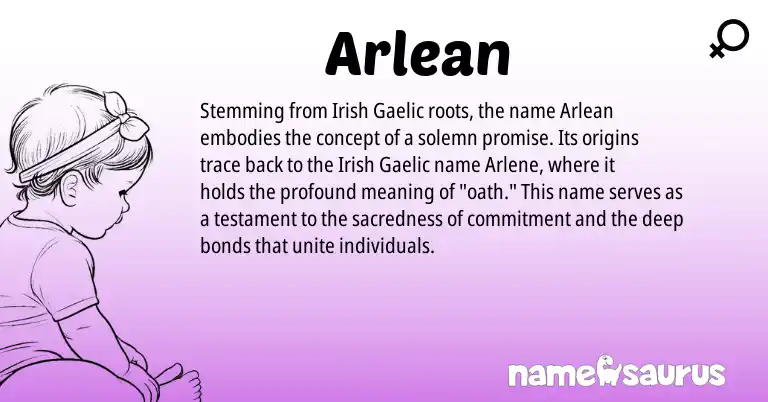 Infographic about Arlean name meaning, Arlean is a name from Irish, Gaelic origin(s).