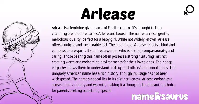 Infographic about Arlease name meaning, Arlease is a name from English origin(s).