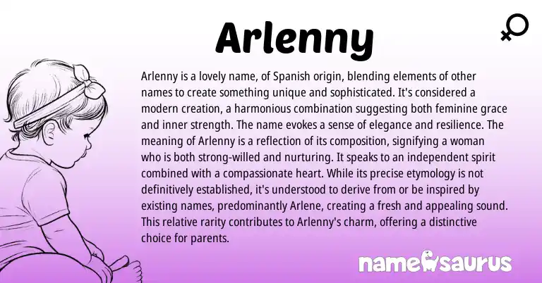 Infographic about Arlenny name meaning, Arlenny is a name from Spanish origin(s).