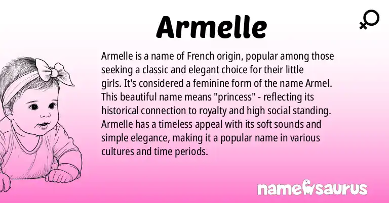 Infographic about Armelle name meaning, Armelle is a name from French origin(s).