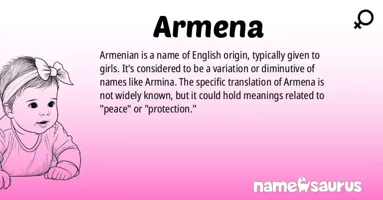 Infographic about Armena name meaning, Armena is a name from English origin(s).