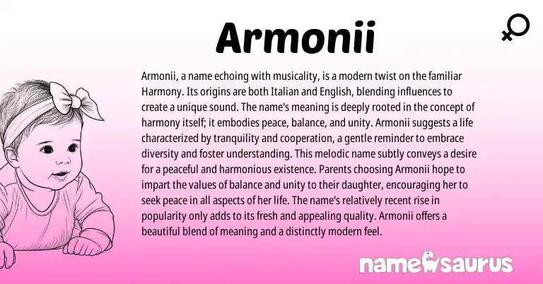 Infographic about Armonii name meaning, Armonii is a name from Italian, English origin(s).