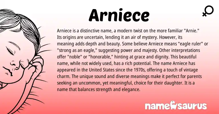 Infographic about Arniece name meaning, Arniece is a name from English origin(s).
