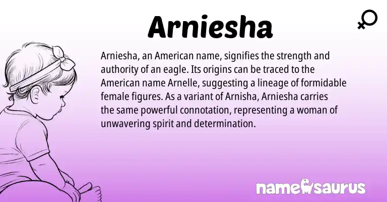 Infographic about Arniesha name meaning, Arniesha is a name from American origin(s).