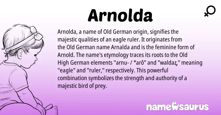 Infographic about Arnolda name meaning, Arnolda is a name from Old German, Old High German origin(s).