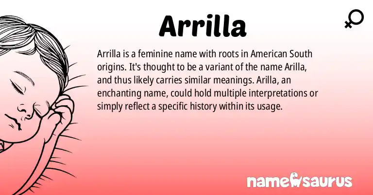 Infographic about Arrilla name meaning, Arrilla is a name from American (South) origin(s).
