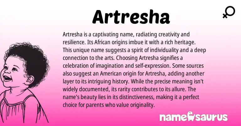 Infographic about Artresha name meaning, Artresha is a name from African origin(s).