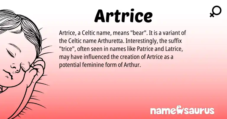 Infographic about Artrice name meaning, Artrice is a name from Celtic origin(s).