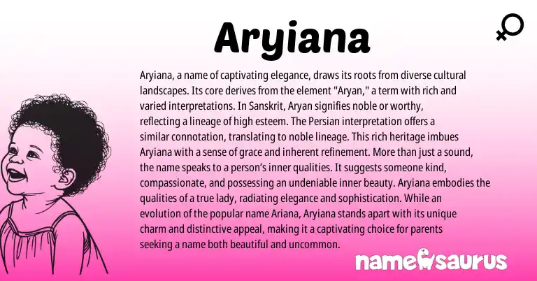 Infographic about Aryiana name meaning, Aryiana is a name from Persian, Sanskrit origin(s).
