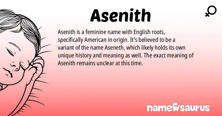 Infographic about Asenith name meaning, Asenith is a name from English (American) origin(s).