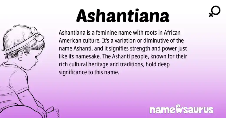 Infographic about Ashantiana name meaning, Ashantiana is a name from African American origin(s).