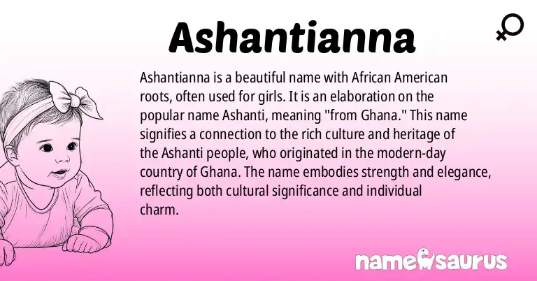 Infographic about Ashantianna name meaning, Ashantianna is a name from African American origin(s).