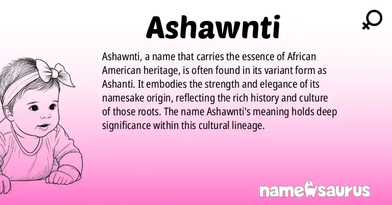 Infographic about Ashawnti name meaning, Ashawnti is a name from African American origin(s).