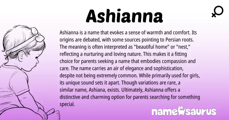 Infographic about Ashianna name meaning, Ashianna is a name from Persian origin(s).