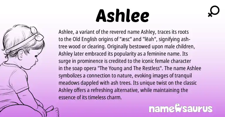Infographic about Ashlee name meaning, Ashlee is a name from Old English origin(s).